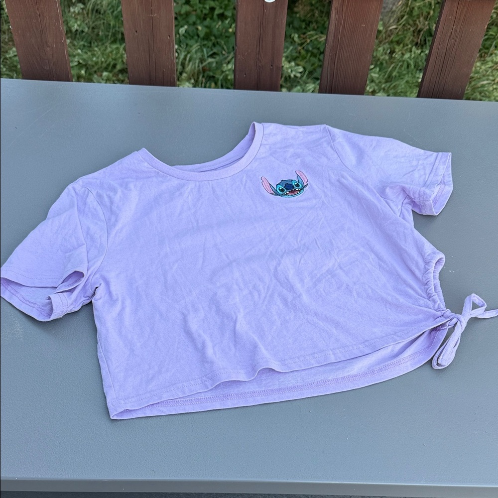 Disney XL cotton/polyester, short sleeve Lilo and stitch crop top light purple